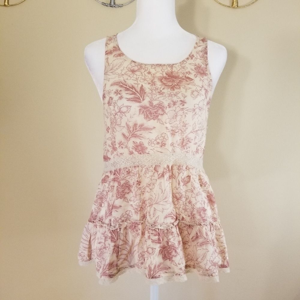 American Eagle Lace and Floral Sleeveless Top XS